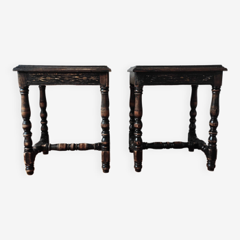 Pair of old Jacobean style sofa ends