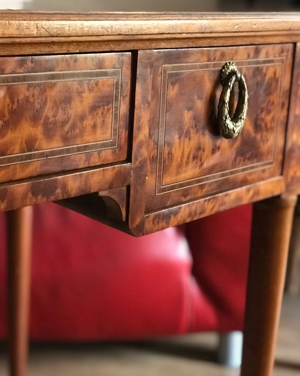 Desk in elm burl and bronze