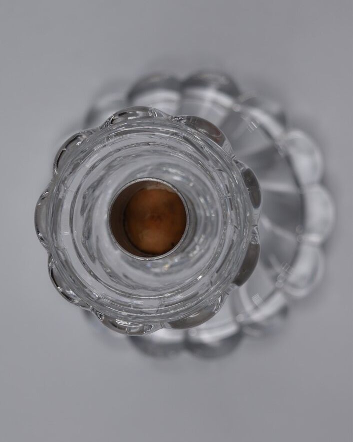 Baccarat: Bamboo-style crystal candlestick signed