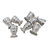 8 art deco eggcups in silver metal