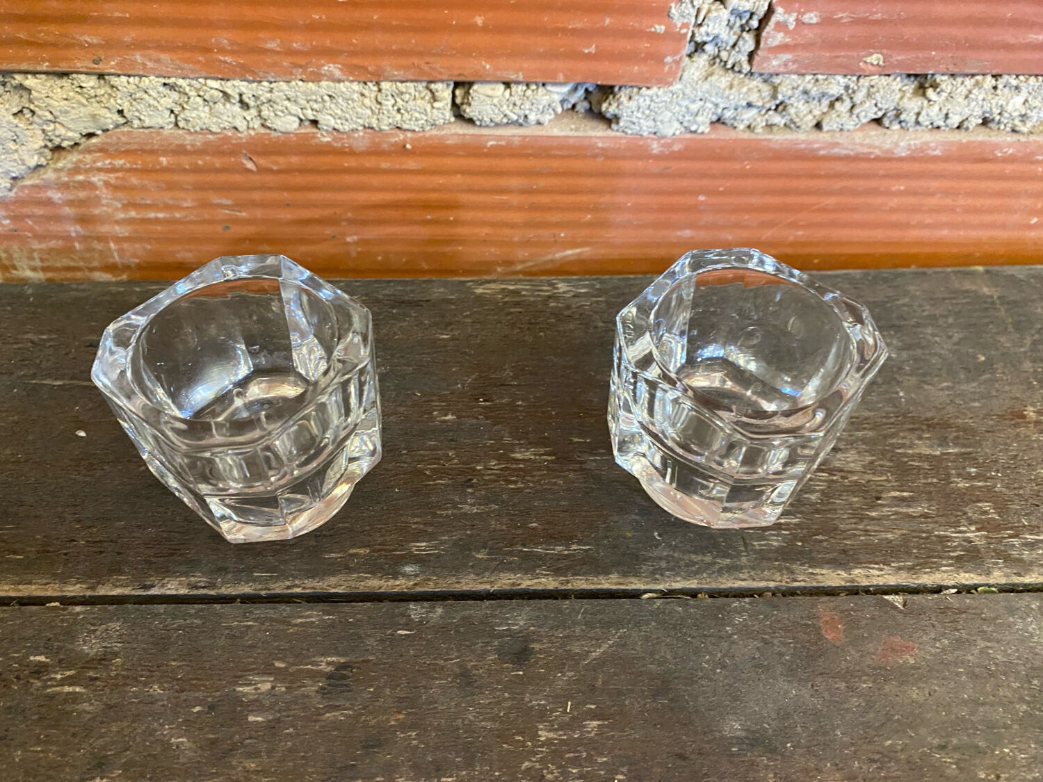 Pair of Antique Candle Holders COVETRO Design Moulded Glass Italy 60’s Vintage