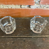 Pair of Antique Candle Holders COVETRO Design Moulded Glass Italy 60’s Vintage