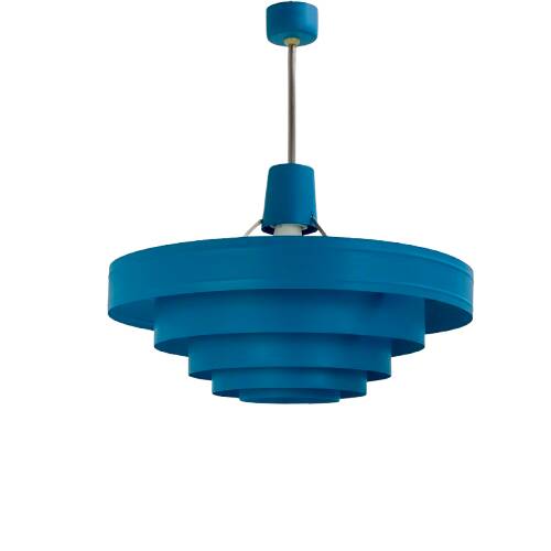 Vintage 1960s Metal Pendant Light - Blue Design