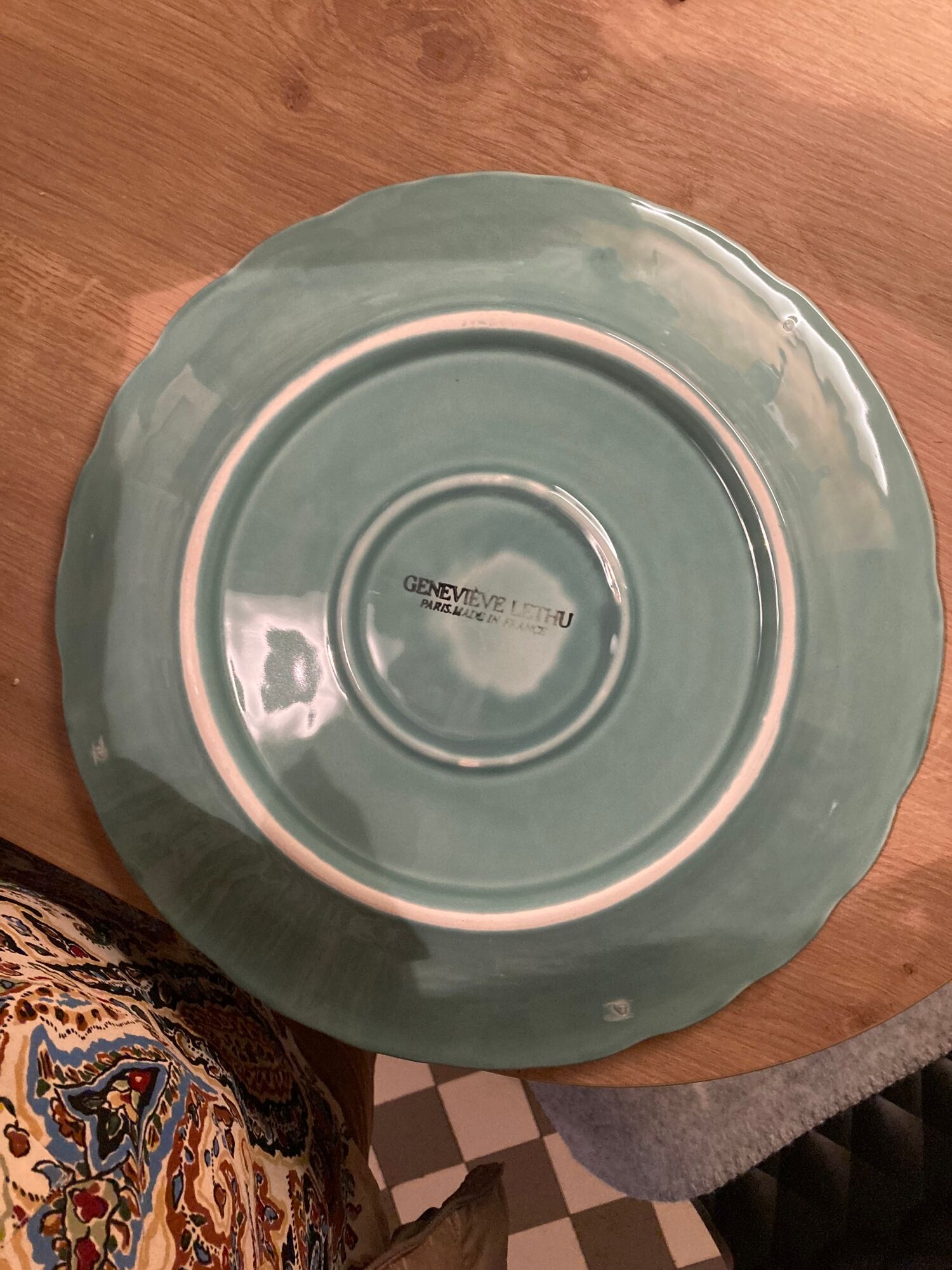 Plat faience slurry Geneviève Lethu - vintage 80s