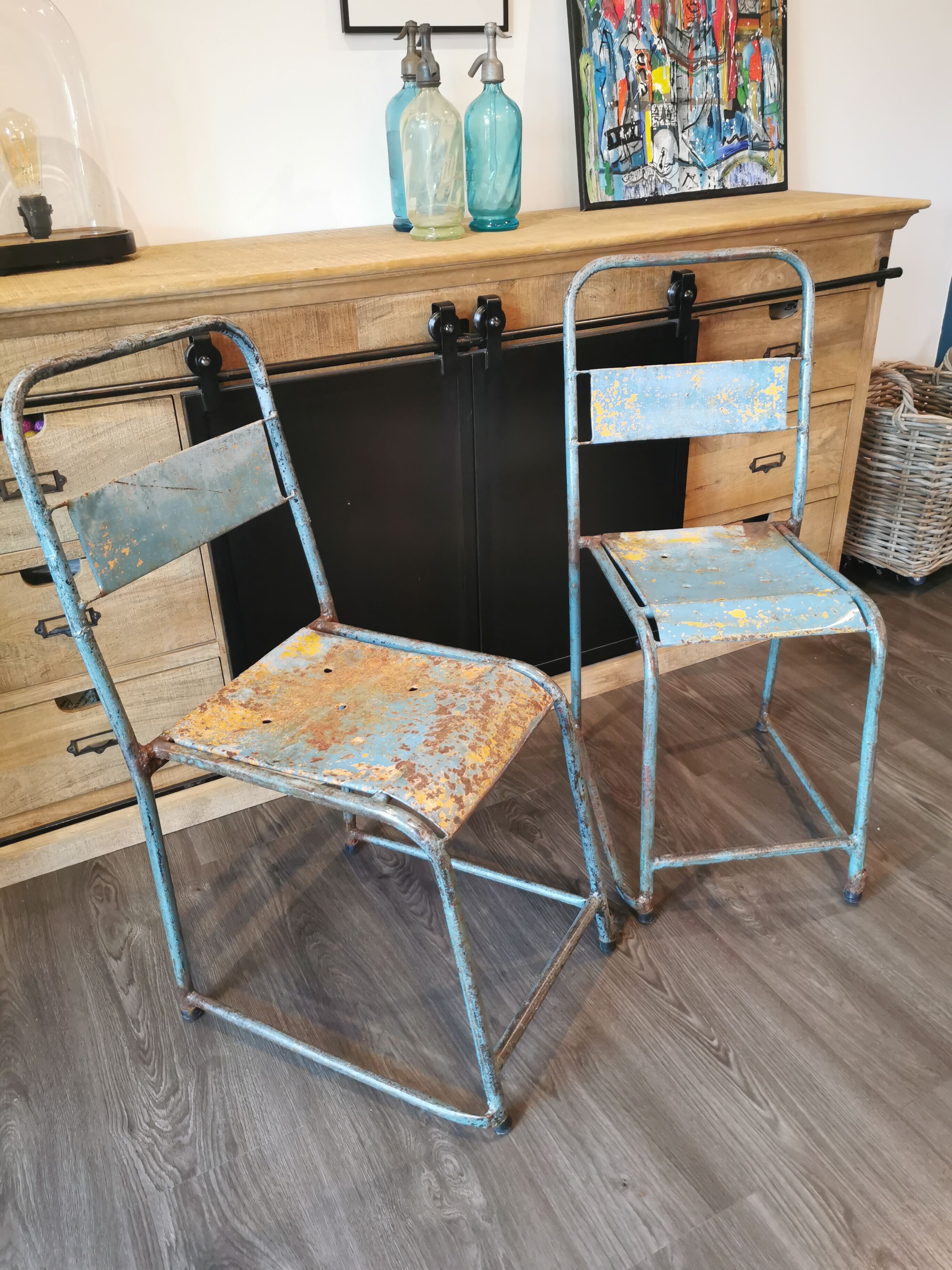 Pair of industrial bistro chairs