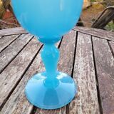 Blue opaline chalice vase