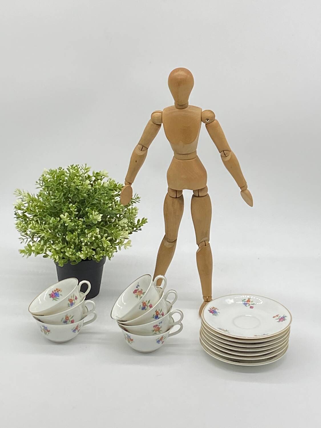 Antique Charles Ahrenfeldt porcelain service, flowers / floral / gilding