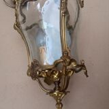 Bronze lantern Louis XV style in working order, curved glasses