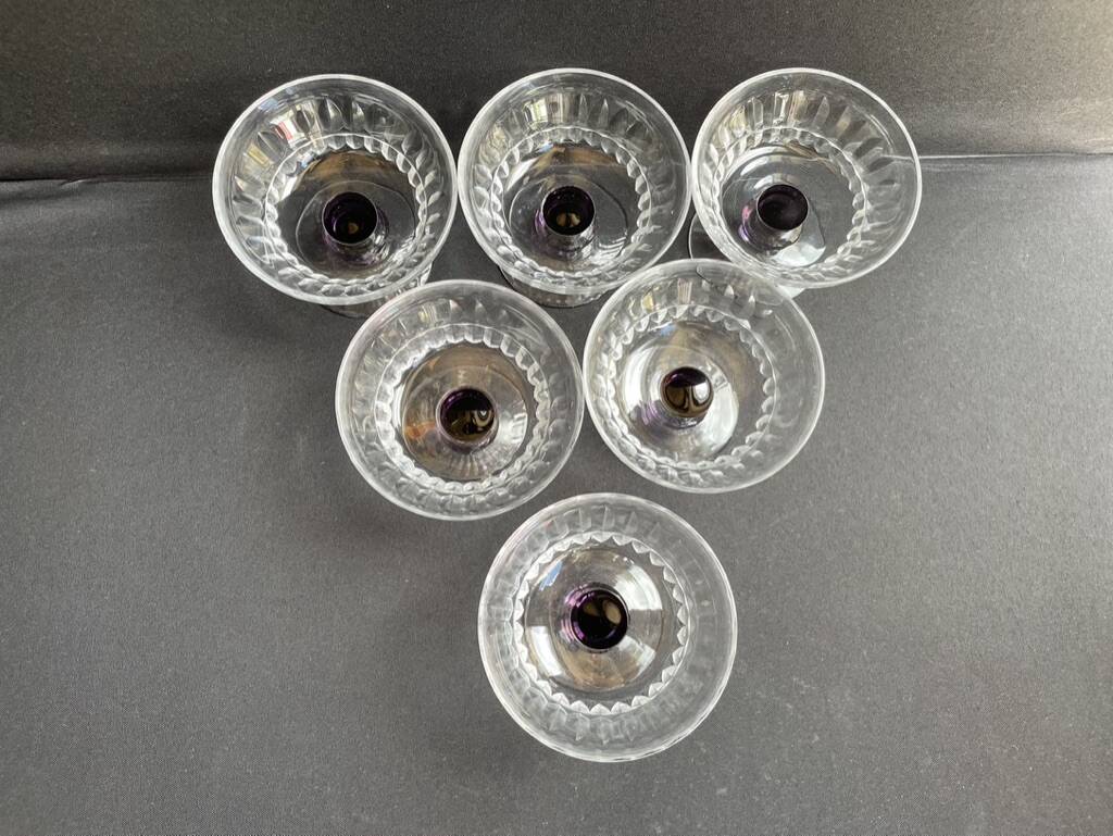 6 Colored cut crystal bowls – Val Saint Lambert