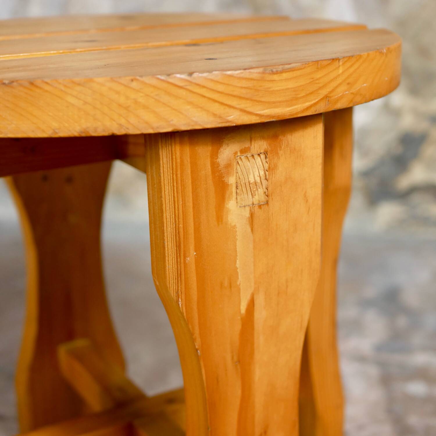 70s pine stool