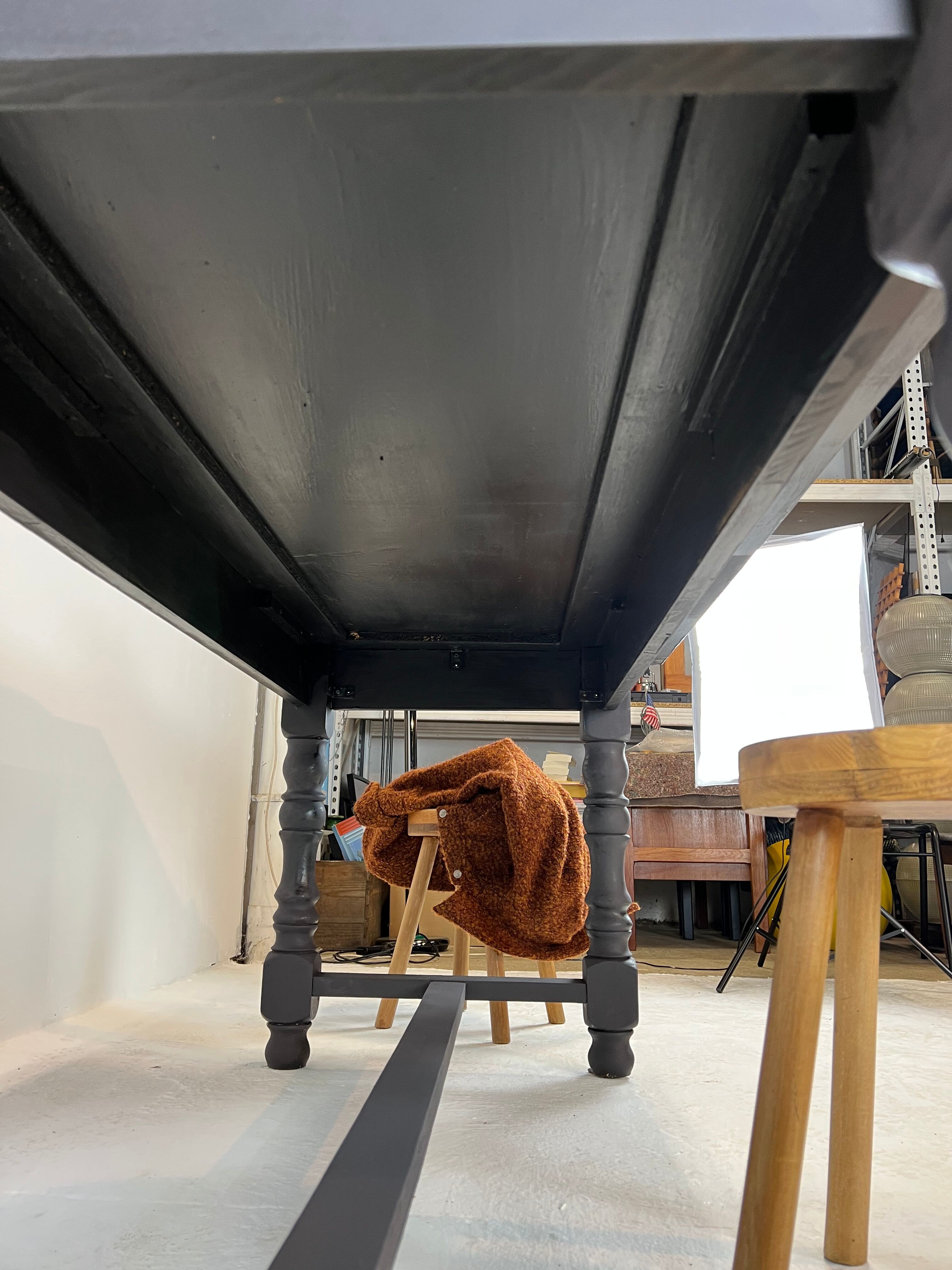 Matte black farmhouse table