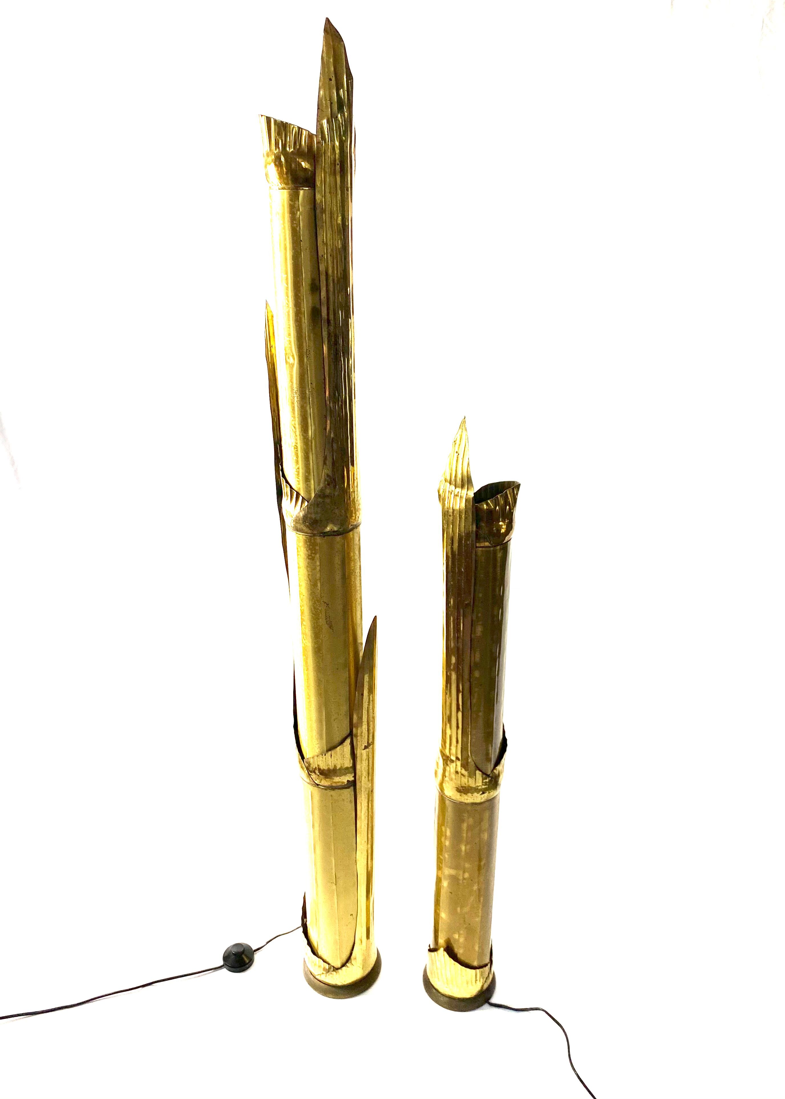 Pair of lampposts "Canna di Bambù" created by G&C studio and Disegno Rome, Italy, 1970