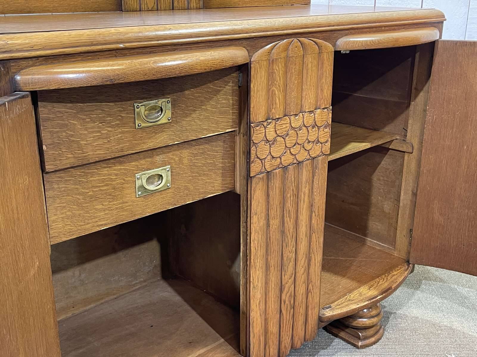1950s English Art Deco oak sideboard