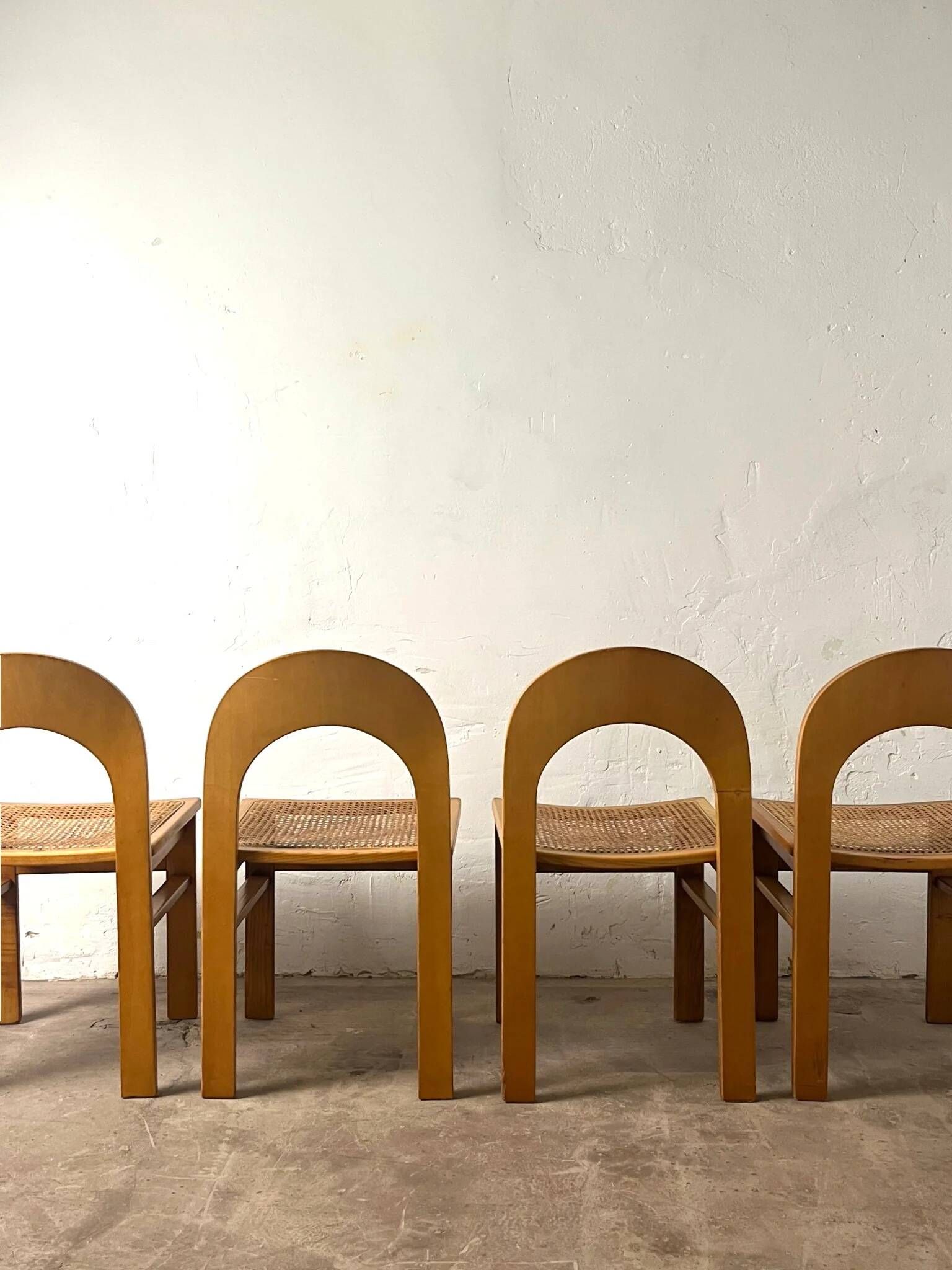 Set of 4 caned chairs Arcadia by Tagliabue di Cascina Armata, 1970-80.