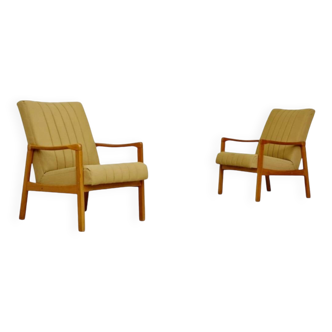 Pair of Jitona Sobeslav cream armchairs Ex Czechoslovakia