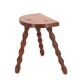 Wooden tripod stool, half-moon seat, 1950s
