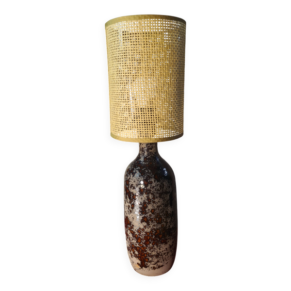 Lampe en céramique vernissée, abat jour neuf