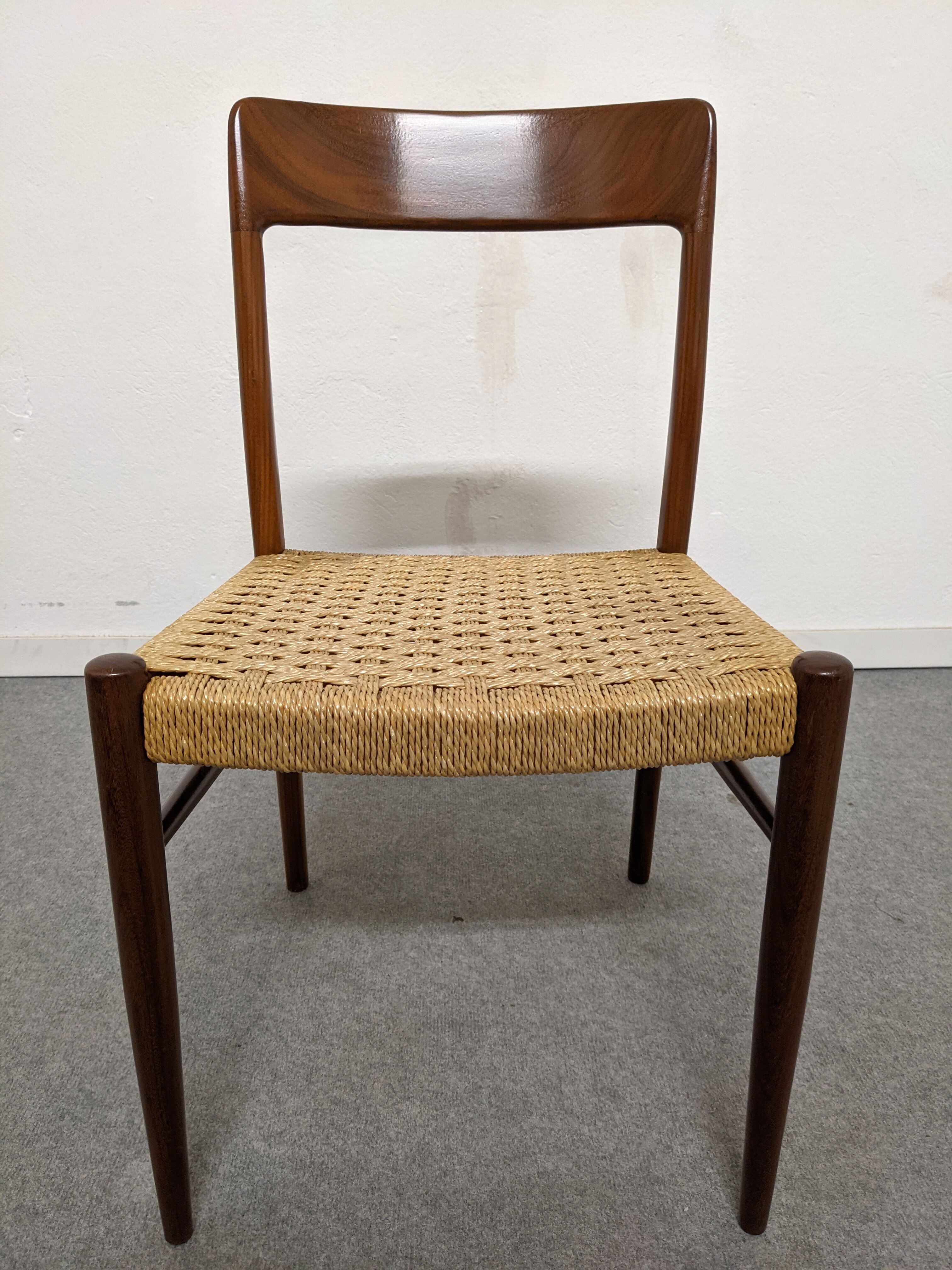 Pair of Danish chairs in teak and rope from the 60s/70s