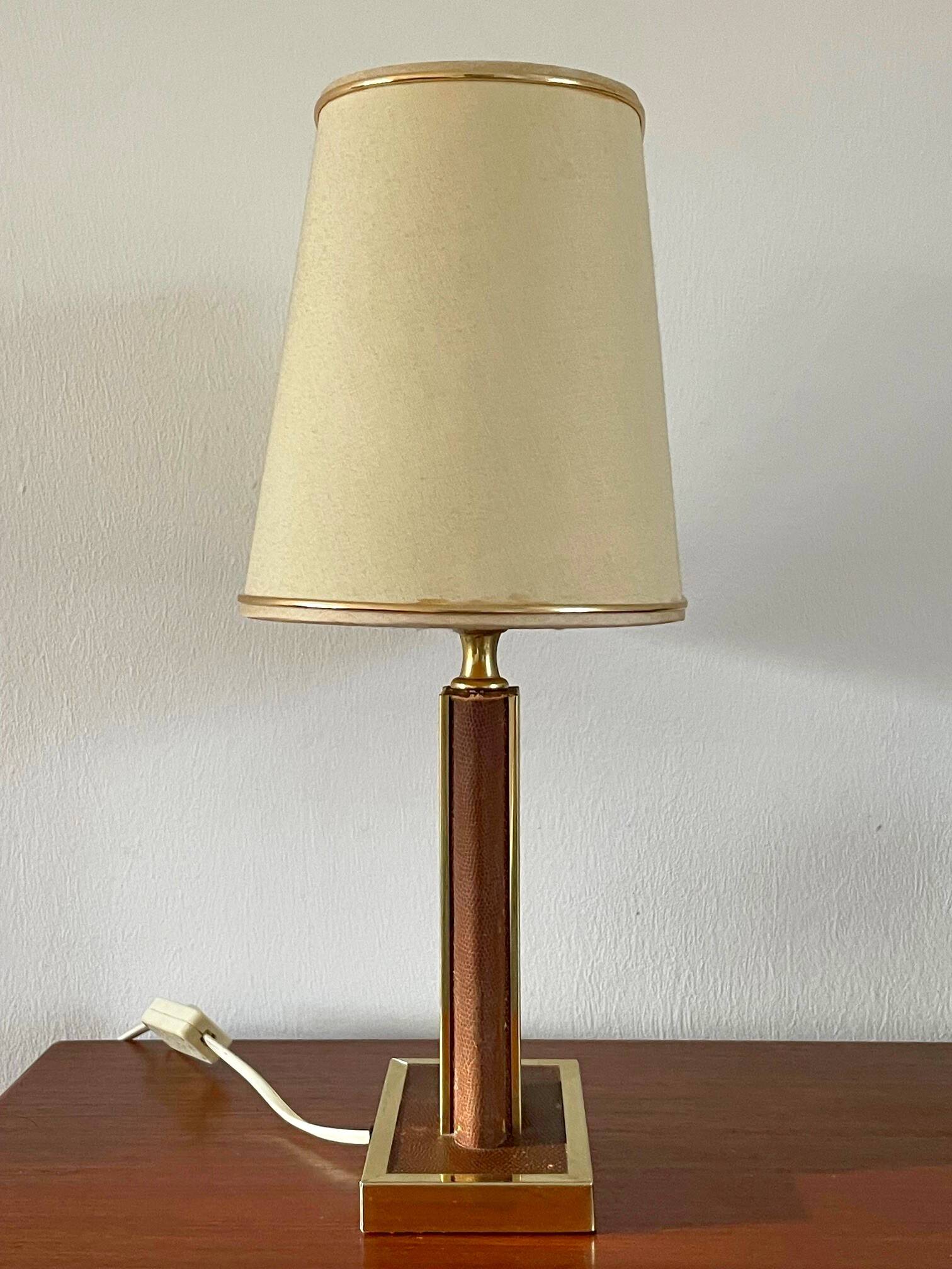 Vintage leather lamp by Robert Schuytener from the 1970s.