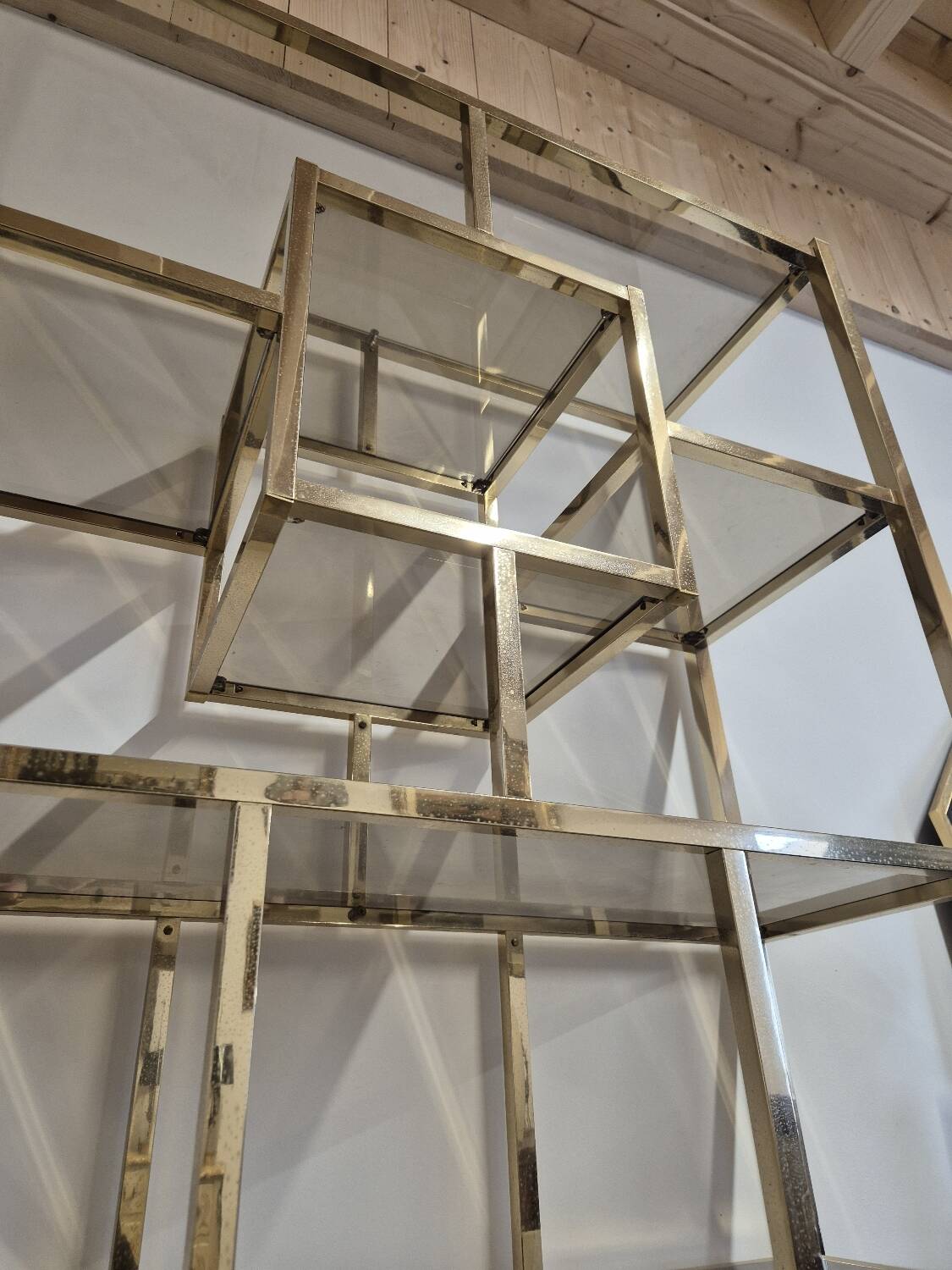 Vintage 1970s golden designer shelf