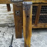 Oak and metal workbench
