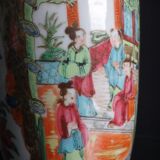 Vase porcelaine Chinois chien de fo 26cm Chine famille rose Canton XIX