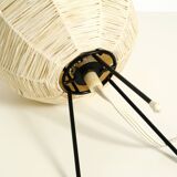 Beautiful mid-century modern tripod raffia table lamp