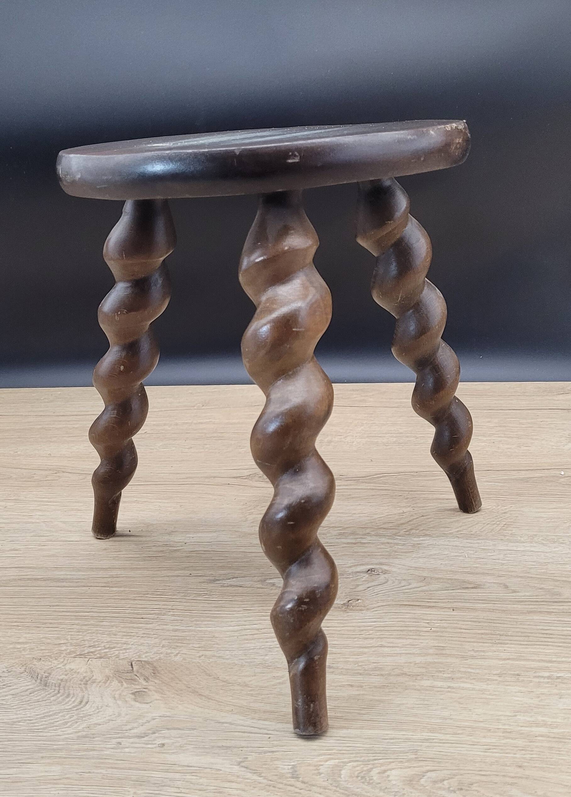 Tripod stool with turned legs