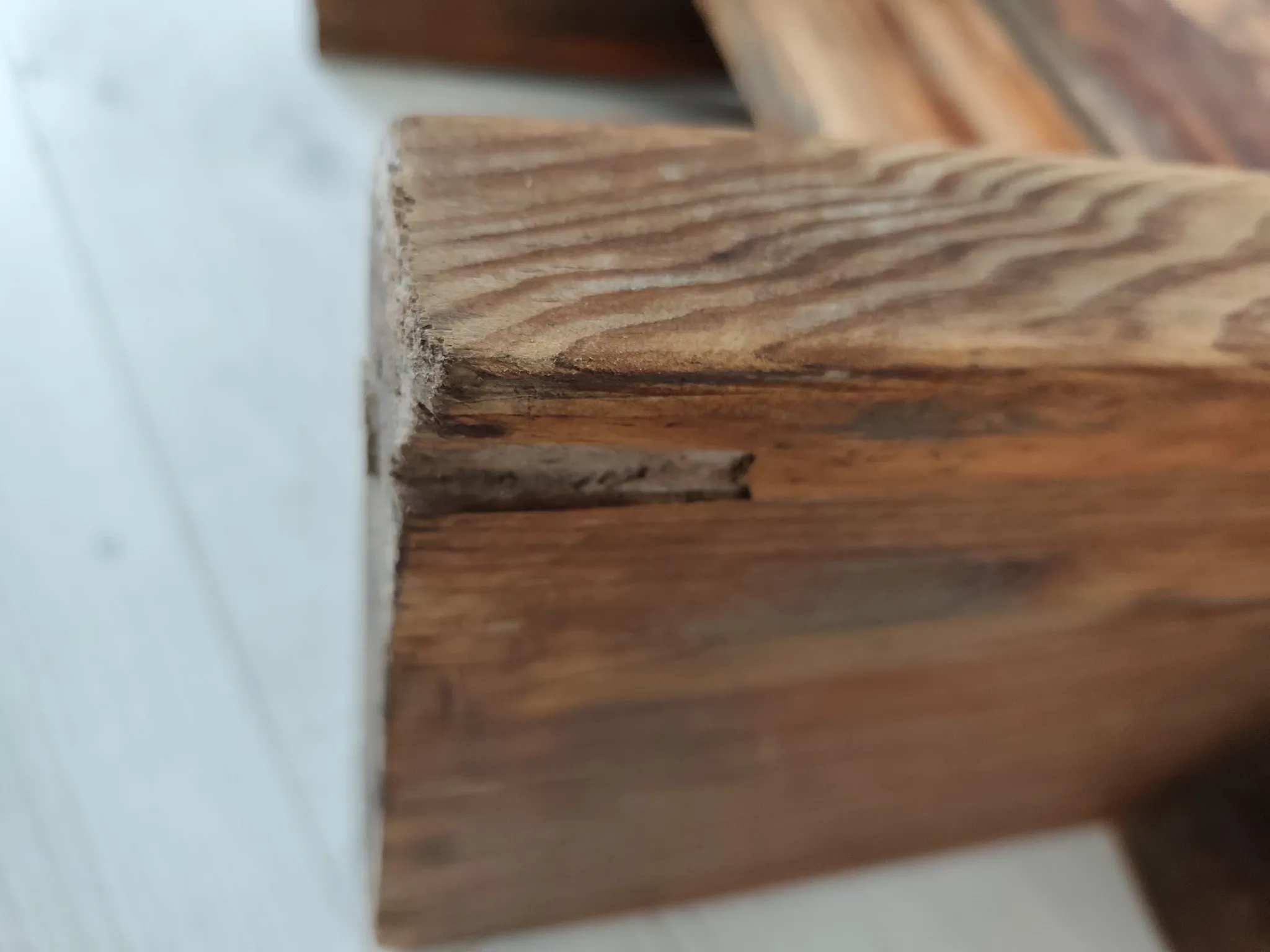 Small rustic wooden bench