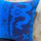 Asymmetric Blue Turkish Rug Pillow, 16x16 Square Wool Cushion Cover