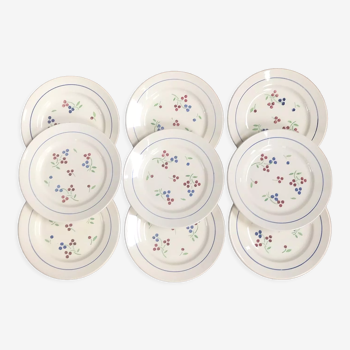 Set of 9 antique dessert plates