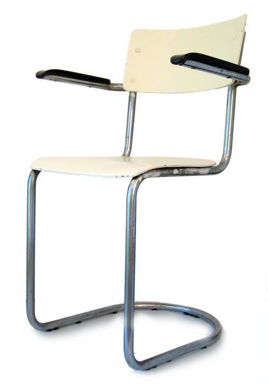 Gispen Vintage Tubular Chair – 1930s Dutch Design – White Retro Industrial