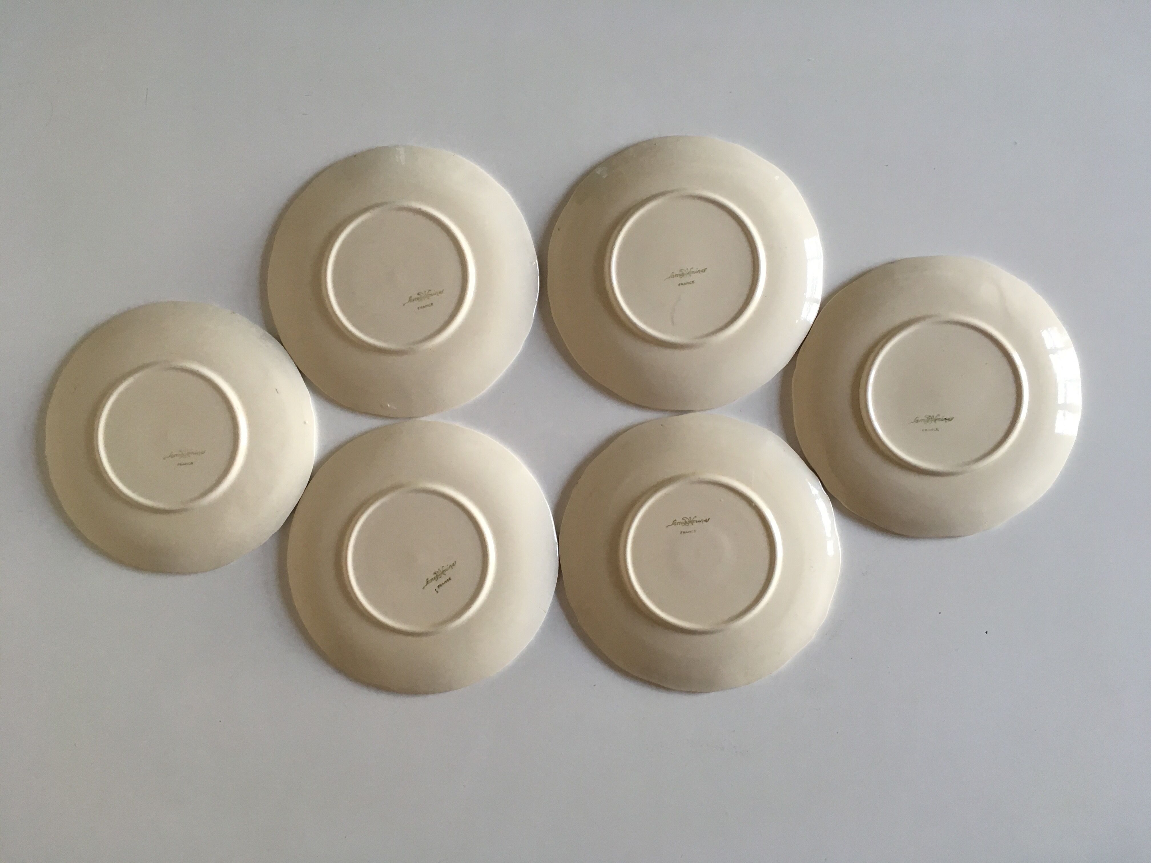 Dessert plates 19cm faience Sarreguemines ivory with godrons