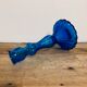 Blue glass candlestick