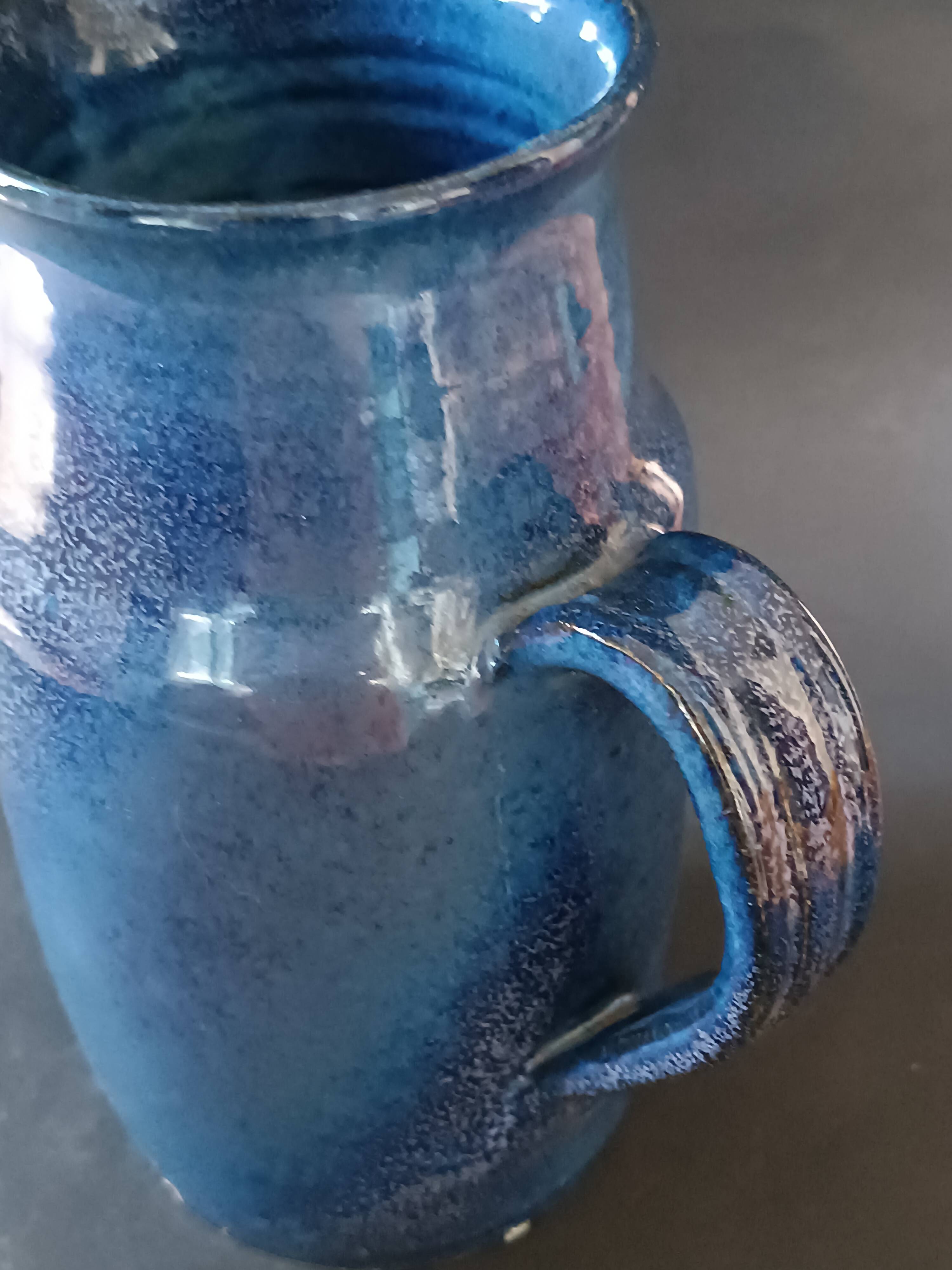 Blue stoneware jug La Combe du Lac Lamoura