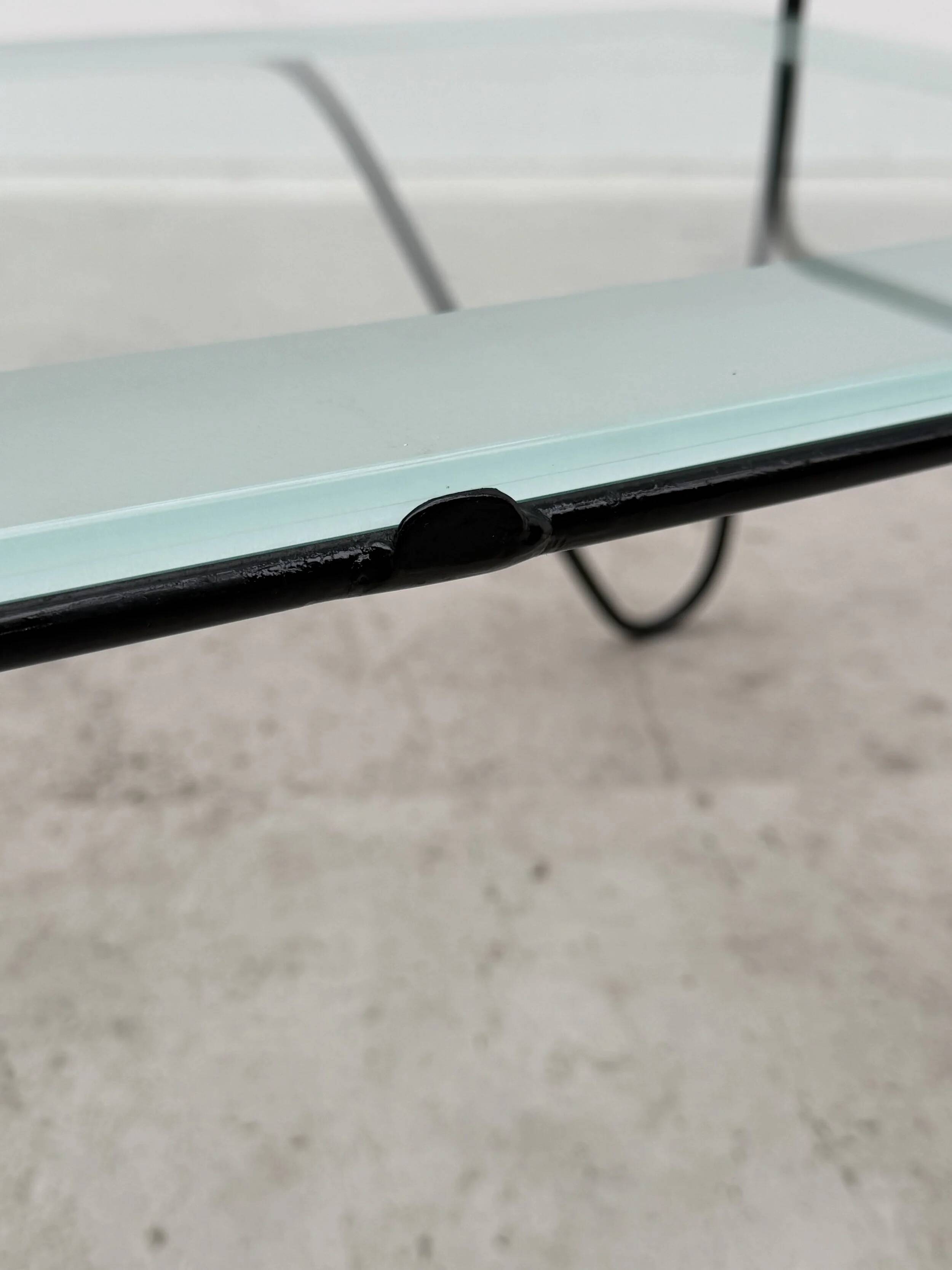 Metal and glass coffee table, France 1950