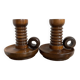 Pair of turned wooden candlesticks from the 70s