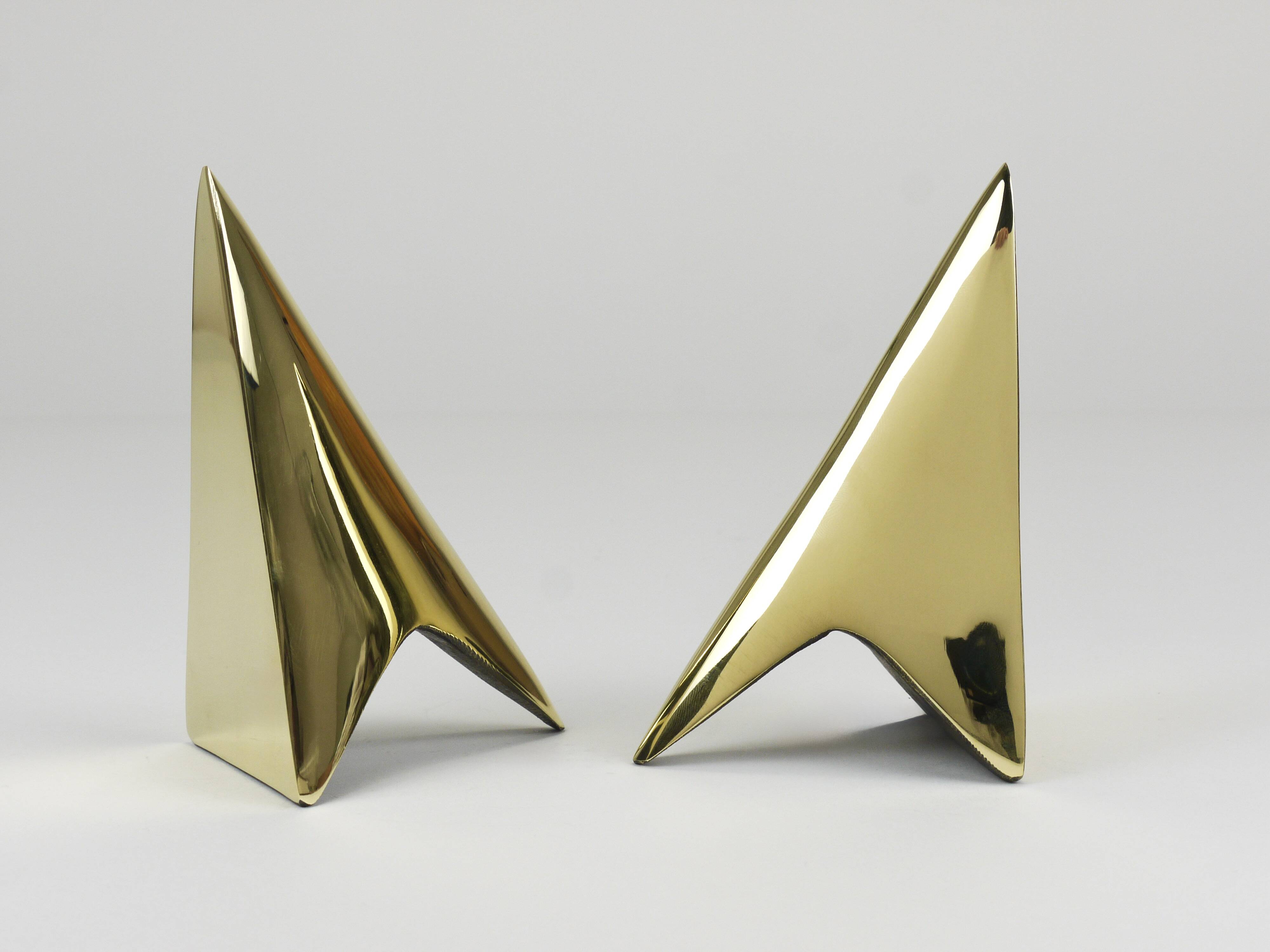Pair Carl Auböck Minimalist Rocket Brass Bookends #3846, Vienna, Austria