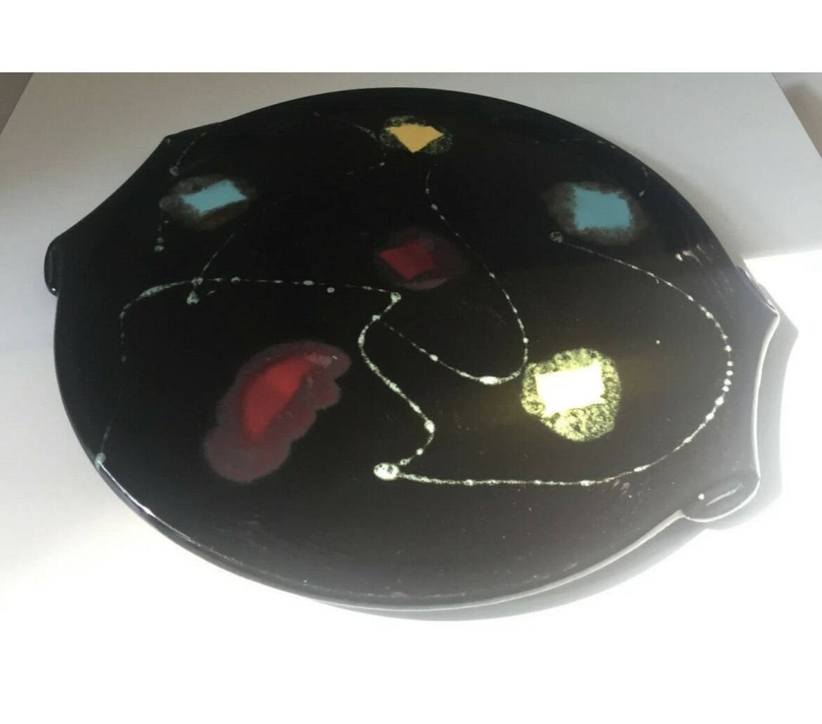 Vintage black ceramic pie dish