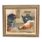 Huile sur toile suédoise – « Nature morte avec bouilloire » par Karl Gustav Strandberg
