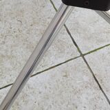 Vintage 70s table with glass and chrome legs.