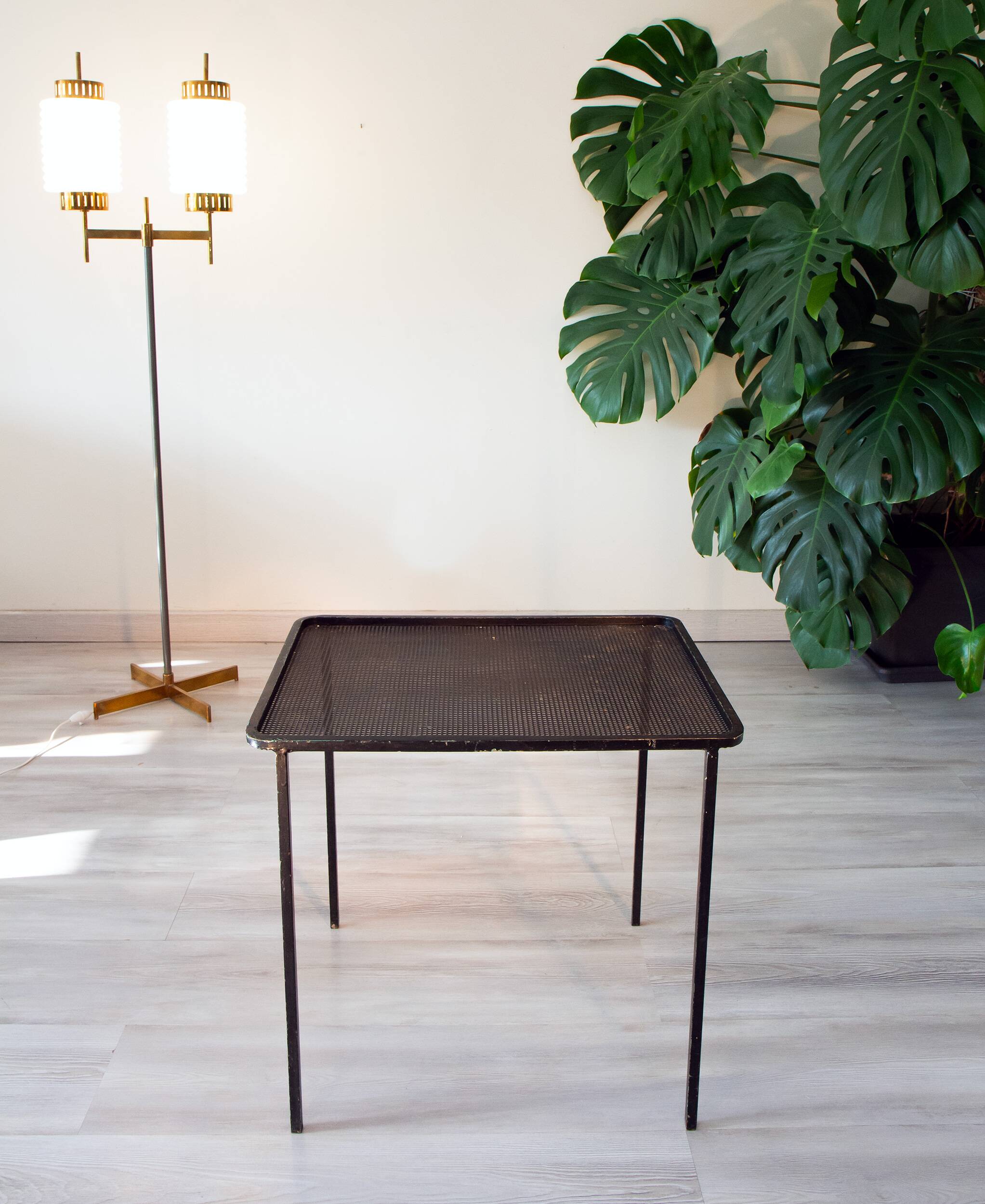 Coffee table from the 1950s, perforated metal attributed to M Matégot