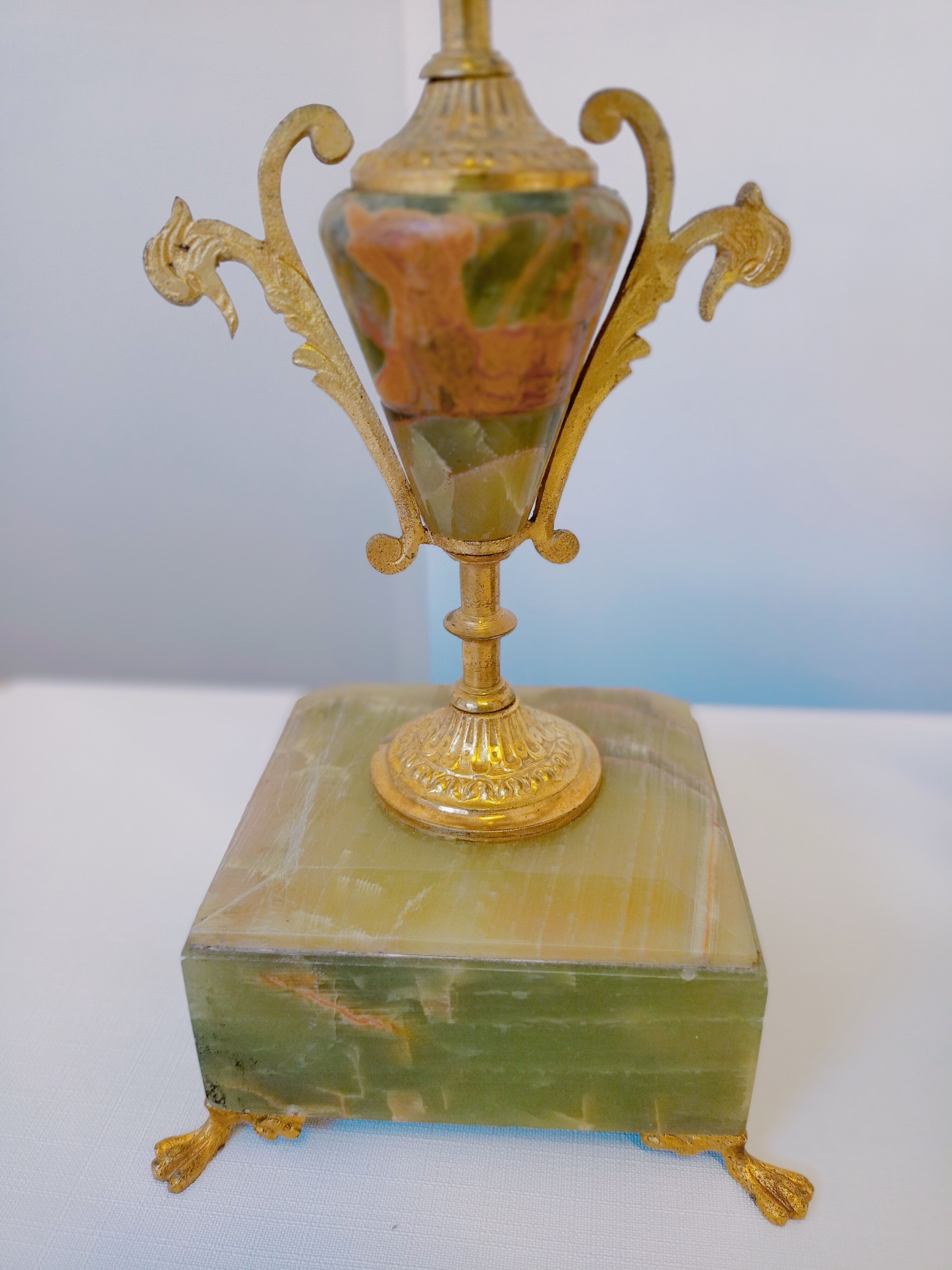 Two onyx candle holders