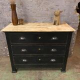 Commode ancienne patinée noir plateau brut 1900
