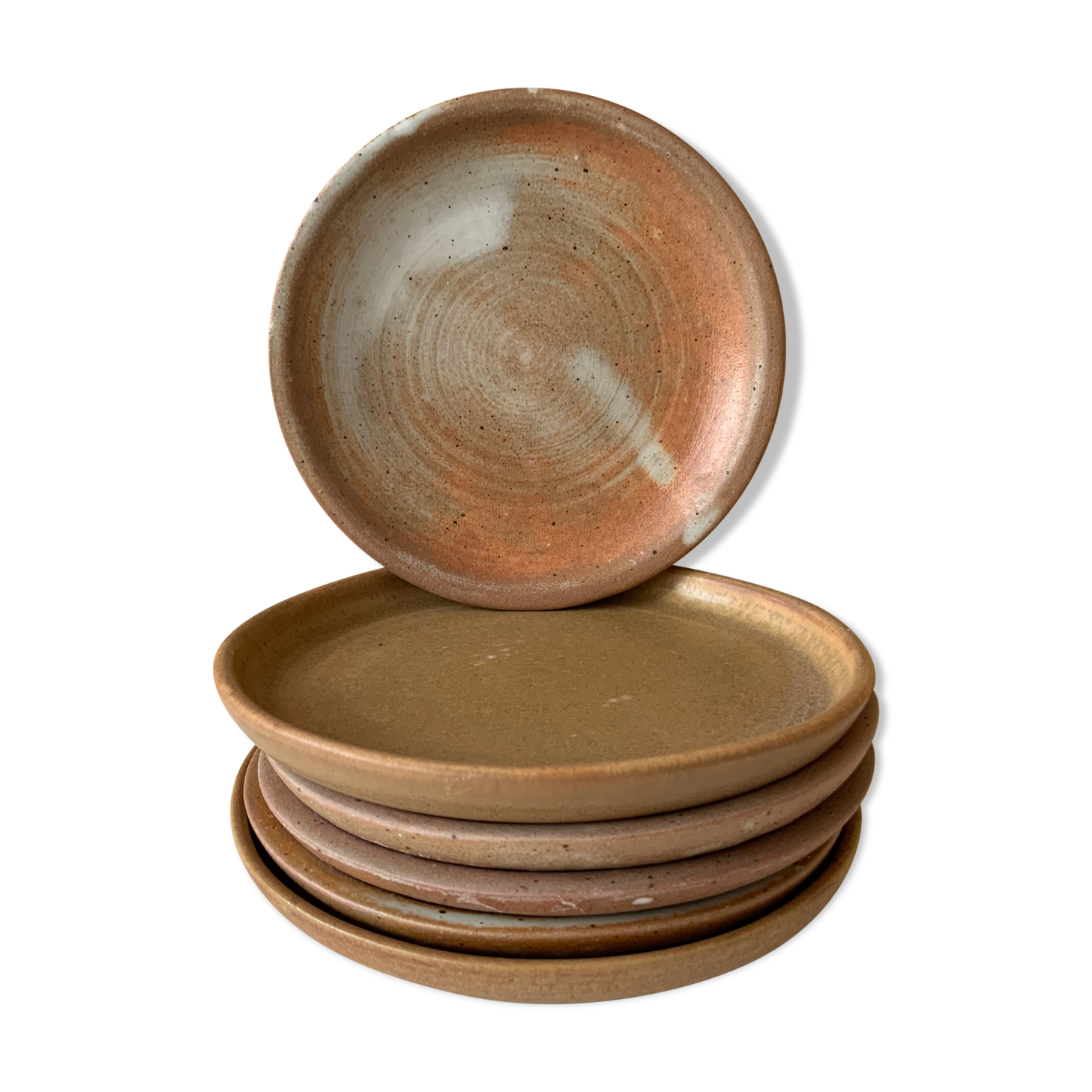 6 assiettes en grès vintage