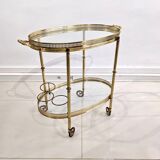 Golden metal dessert with glass tops