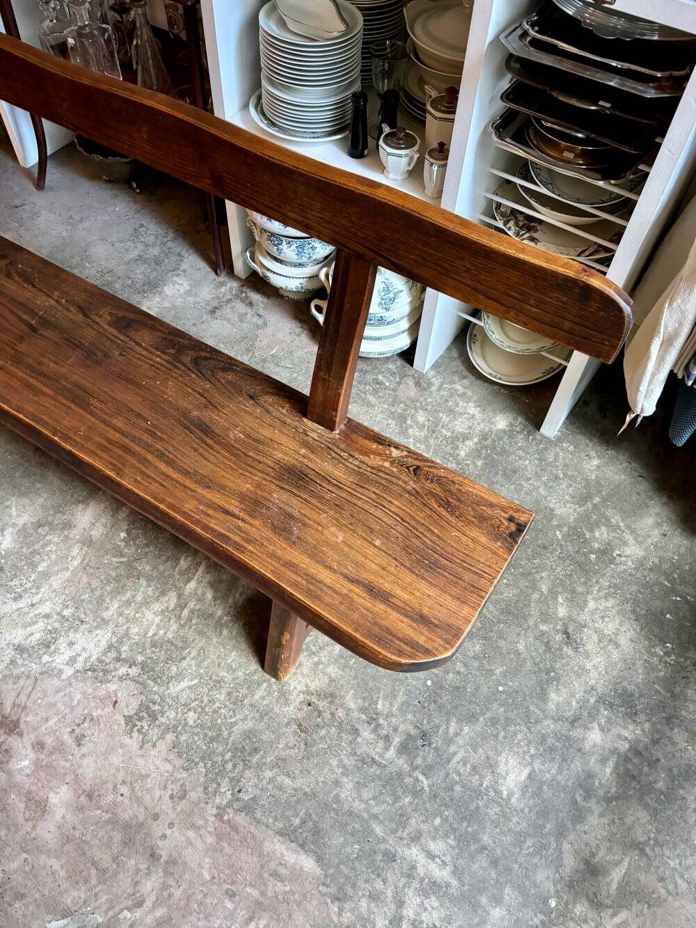 Banc en bois foncé Aranjou années 1980