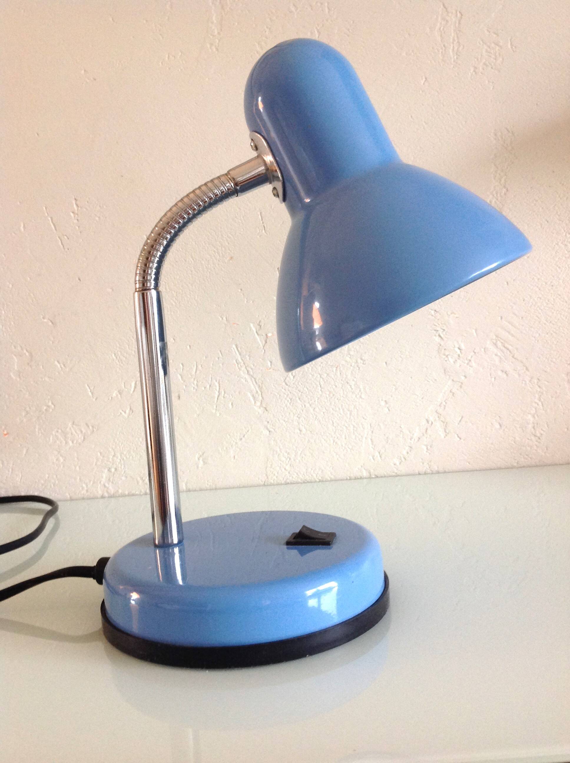 Blue metal desk lamp / vintage 70s-80s