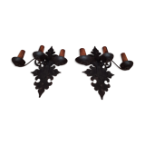 2 medieval-style wrought iron sconces