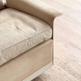 Fauteuil design 620 en cuir suédé beige par Dieter Rams, Vitsœ, Mid-Century